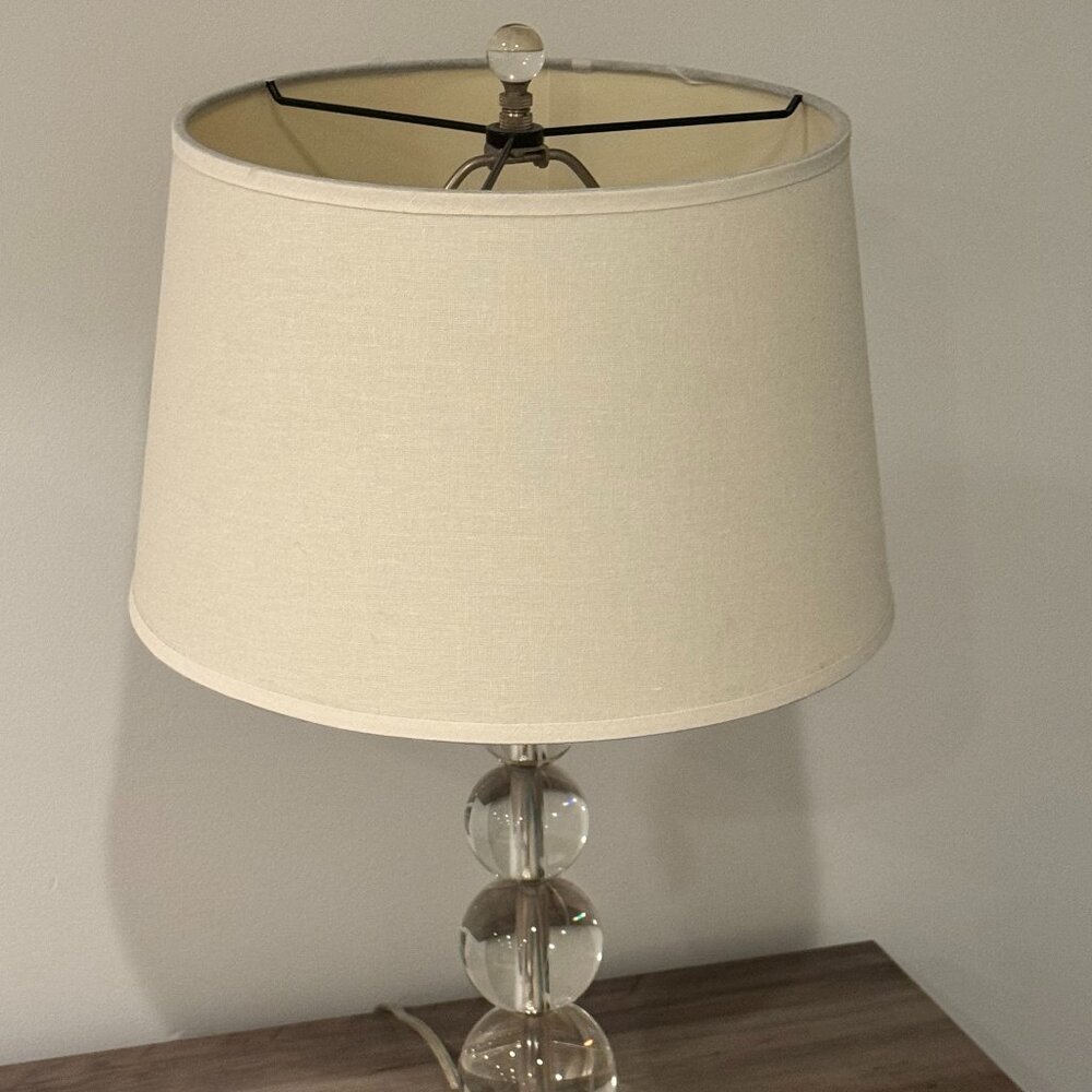 Pair of Pottery Barn Stacked Crystal Orbs Table Lamps